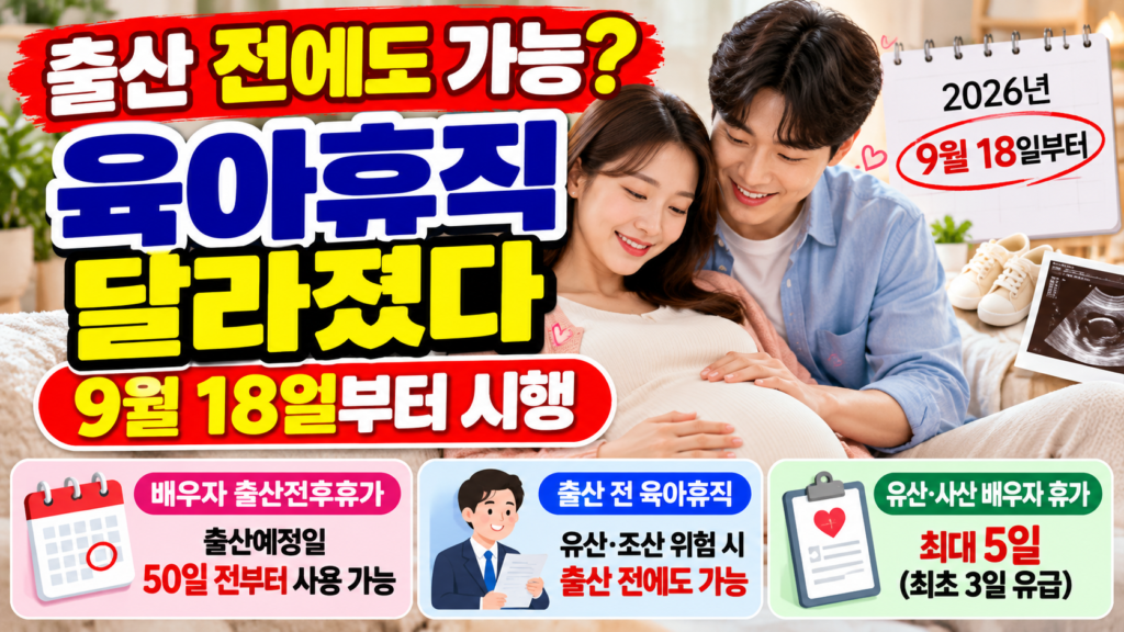 2026년 9월 18일부터 달라지는 육아휴직과 배우자 출산전후휴가 안내