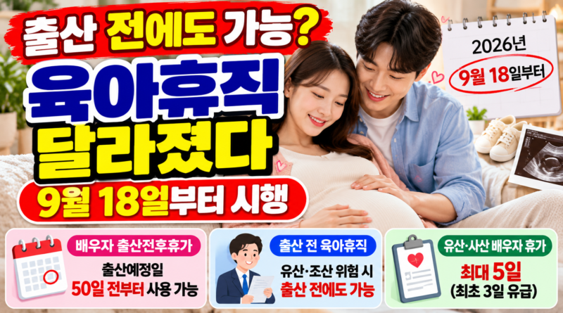 2026년 9월 18일부터 달라지는 육아휴직과 배우자 출산전후휴가 안내