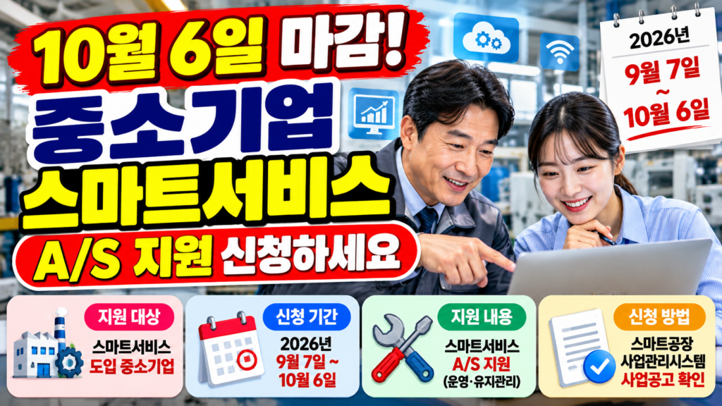 2026 중소기업 스마트서비스 A/S 지원사업 10월 6일 신청 마감 안내
