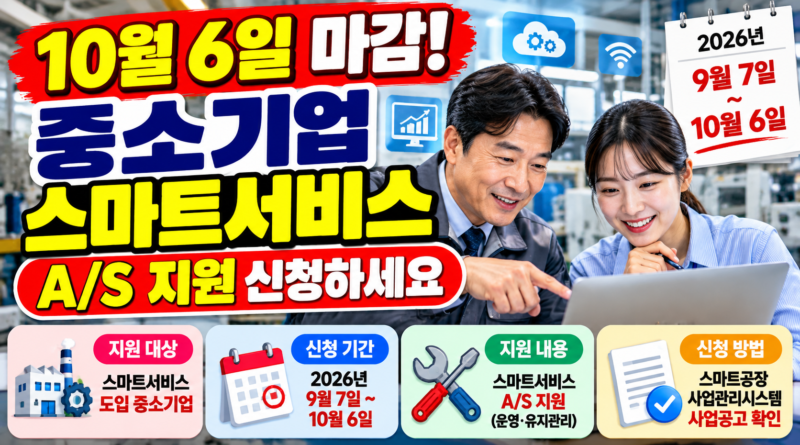 2026 중소기업 스마트서비스 A/S 지원사업 10월 6일 신청 마감 안내