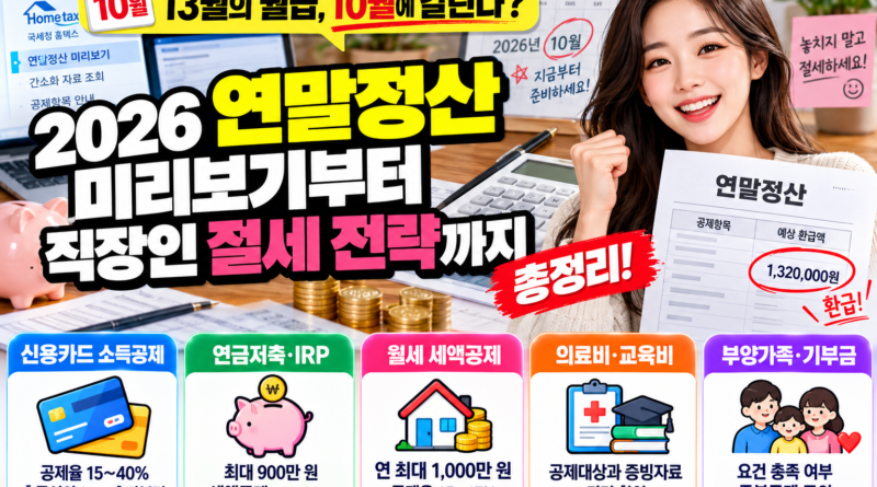 2026년 귀속 연말정산 미리보기와 직장인 신용카드 월세 연금저축 IRP 절세 전략