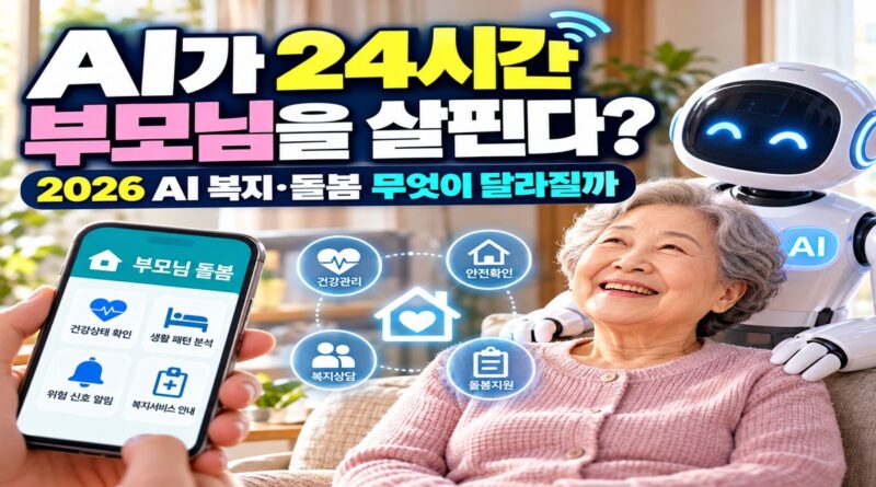 AI 로봇과 스마트폰을 활용해 부모님의 건강·안전·복지상담·돌봄을 지원하는 2026 AI 복지·돌봄 서비스 대표이미지