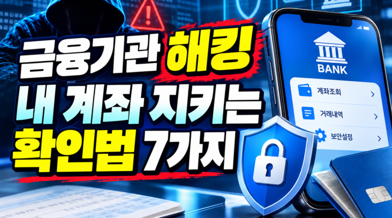 금융기관 해킹 발생 시 내 계좌를 지키는 확인법 7가지와 계좌조회·거래내역·보안설정 방법 안내 이미지